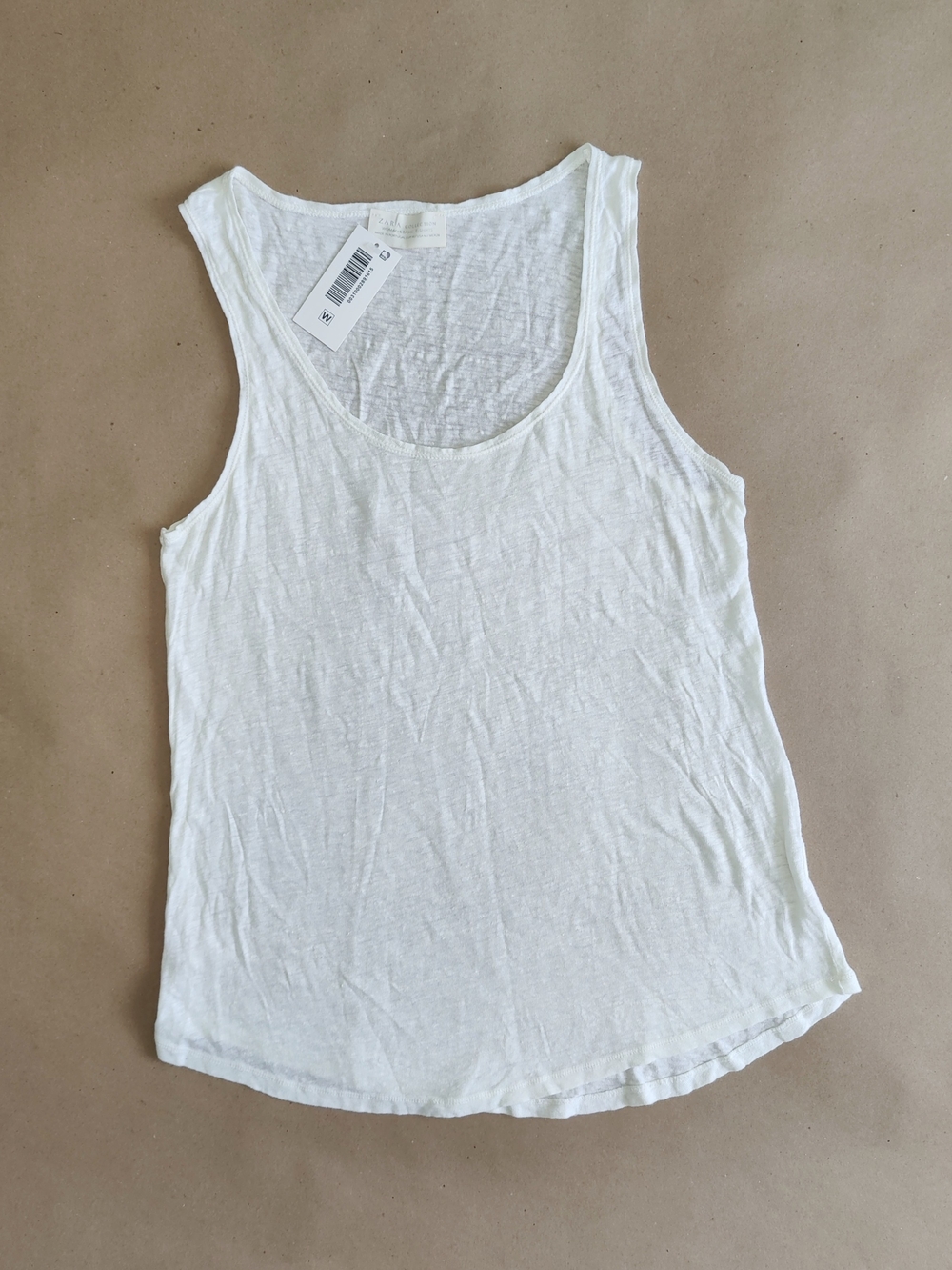 Zara White Scoop Neck Tank Top